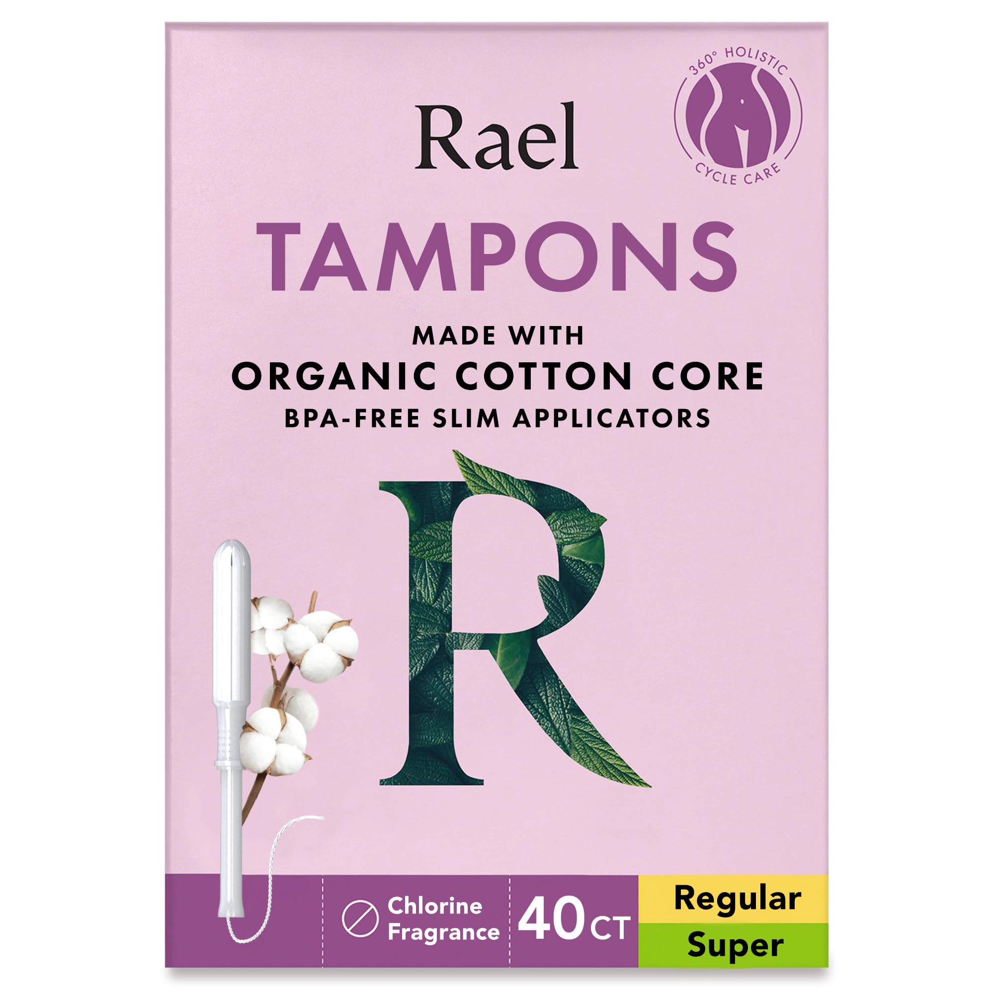 Rael Tampons Regular and Super Absorbency, Leak Locker Technology, BPA-Free, Chlorine-Free (40 Count, Bundle)
| Rael Ta