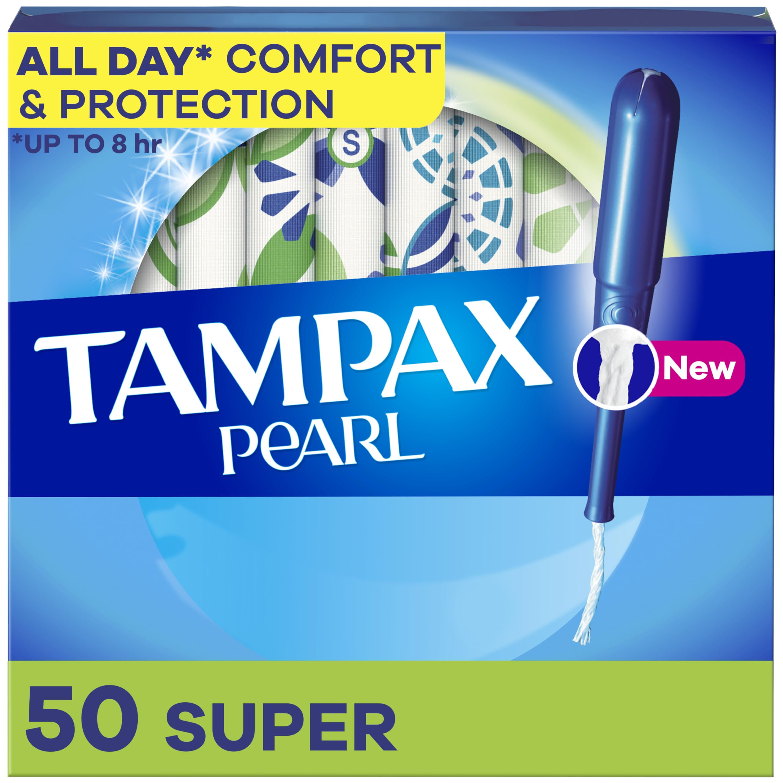 Tampax Pearl Tampons Super Absorbency Leakguard Braid Unscented Menstrual Pads 50 Count
| Tampax Pearl Tampons Super Ab